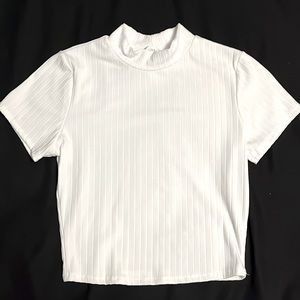 White Cropped High Neck